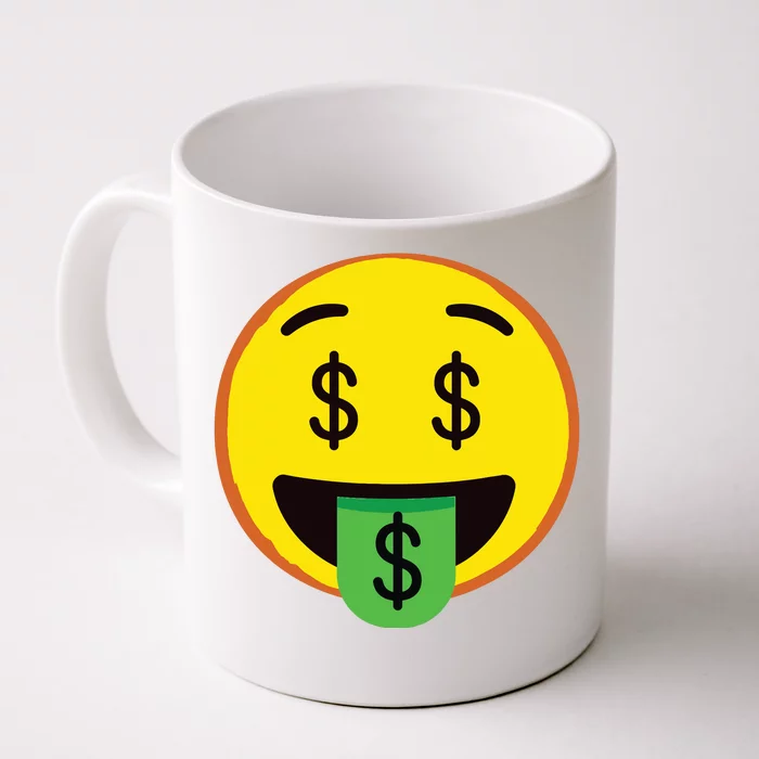 Emoticon Money Mouth Face With Dollar Sign Eyes Rich Front & Back Coffee Mug