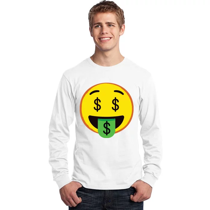 Emoticon Money Mouth Face With Dollar Sign Eyes Rich Tall Long Sleeve T-Shirt