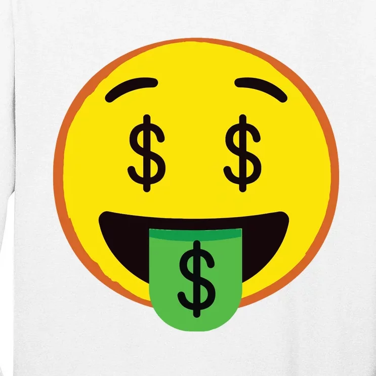 Emoticon Money Mouth Face With Dollar Sign Eyes Rich Tall Long Sleeve T-Shirt