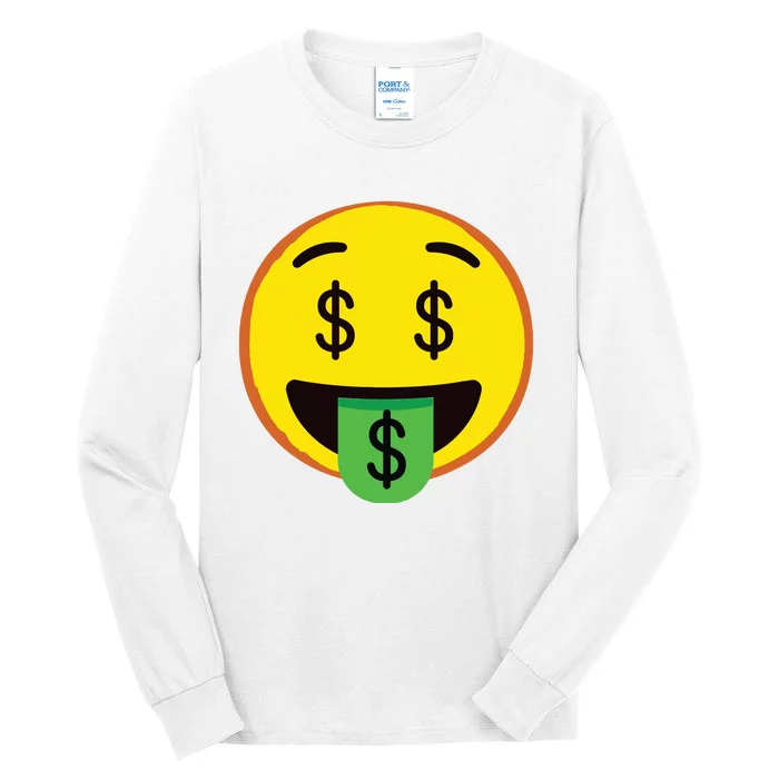 Emoticon Money Mouth Face With Dollar Sign Eyes Rich Tall Long Sleeve T-Shirt