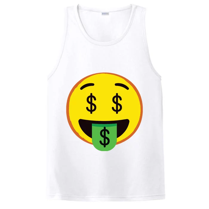 Emoticon Money Mouth Face With Dollar Sign Eyes Rich Performance Tank