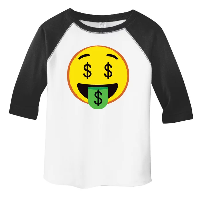 Emoticon Money Mouth Face With Dollar Sign Eyes Rich Toddler Fine Jersey T-Shirt