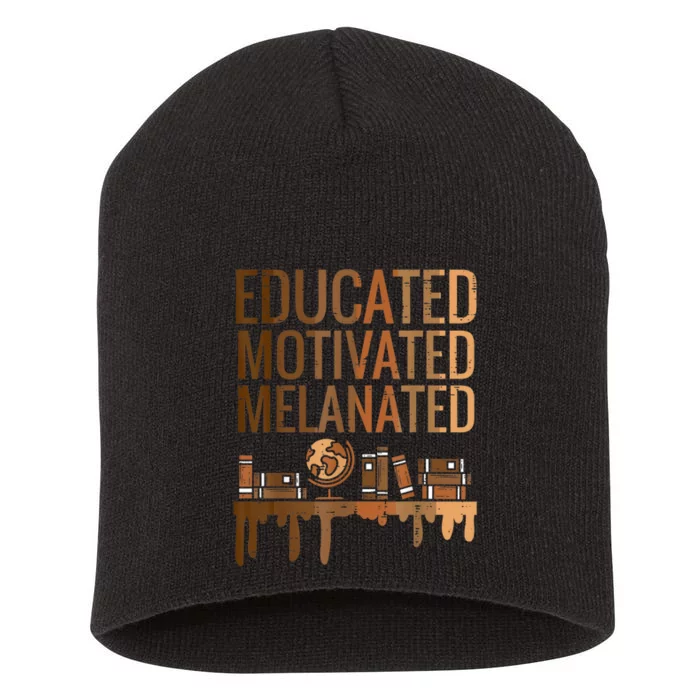 Educated Motivated Melanated Black History African Pride Short Acrylic Beanie