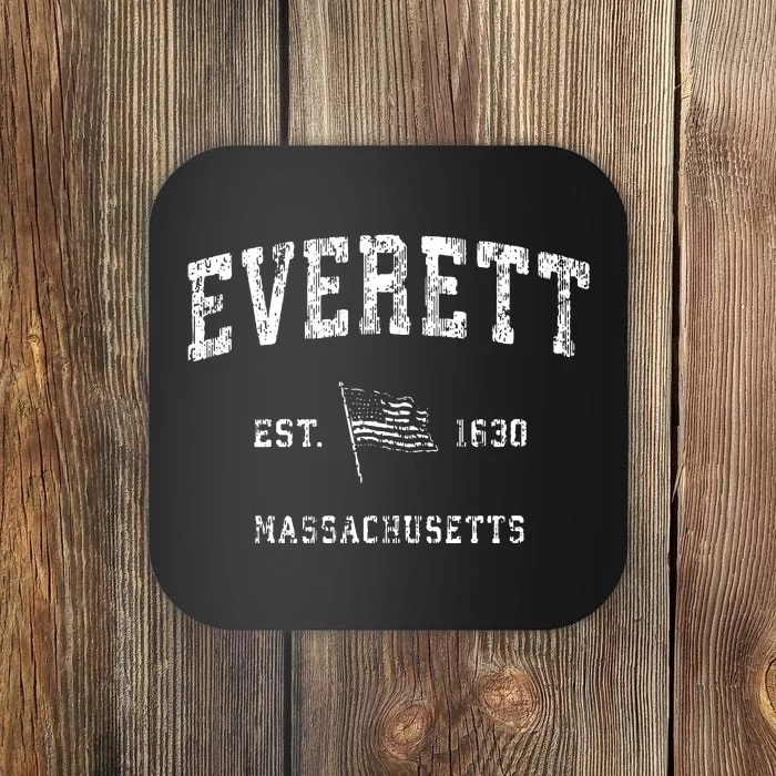 Everett Massachusetts Ma Vintage Us Flag Sports Coaster