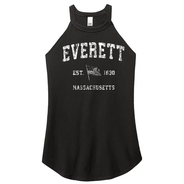 Everett Massachusetts Ma Vintage Us Flag Sports Women’s Perfect Tri Rocker Tank