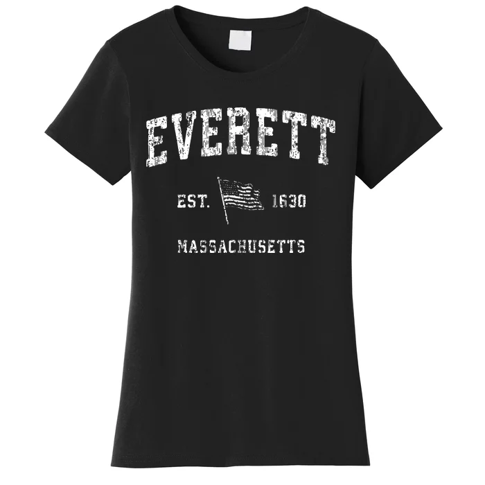 Everett Massachusetts Ma Vintage Us Flag Sports Women's T-Shirt