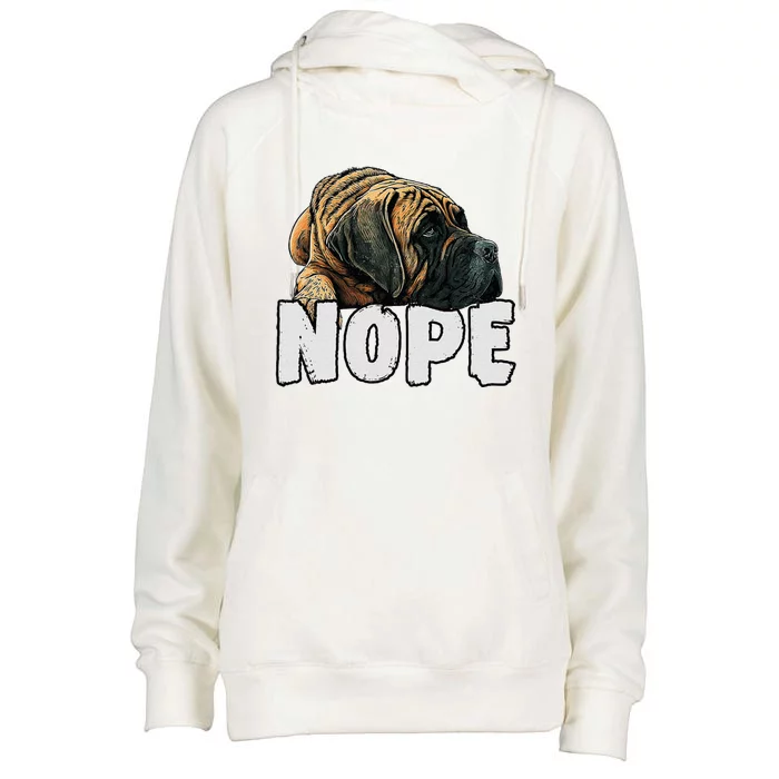 English Mastiff Nope Funny Lazy Pet Dog Cute Womens Funnel Neck Pullover Hood