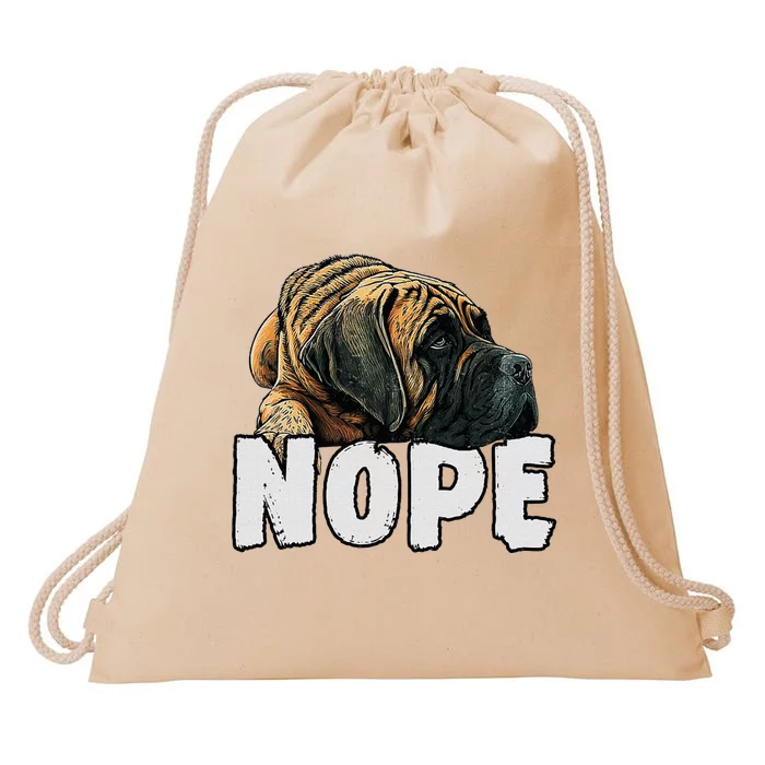 English Mastiff Nope Funny Lazy Pet Dog Cute Drawstring Bag