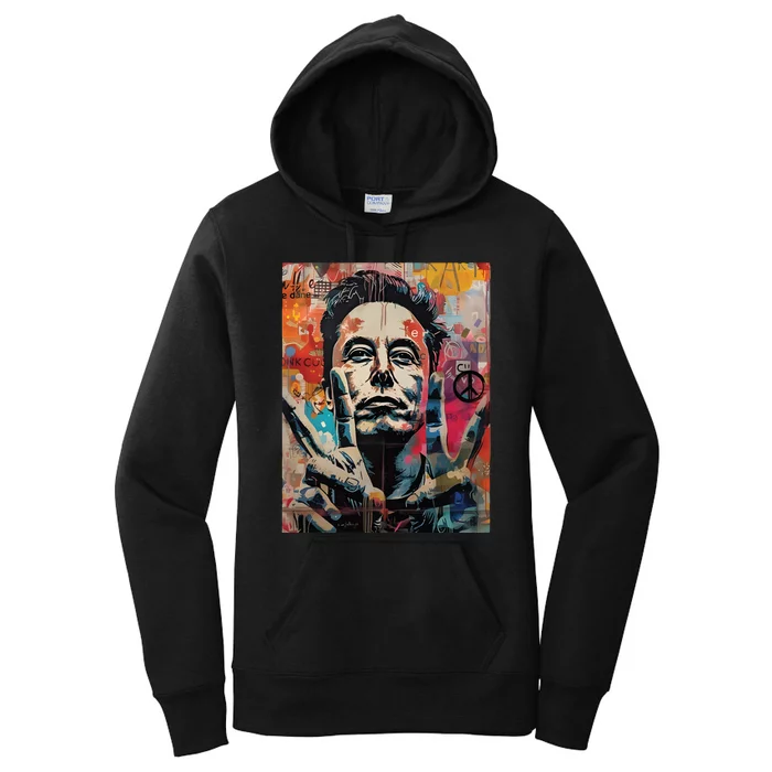 Elon Musk Nobel Peace Prize Garment Dyed Women's Pullover Hoodie