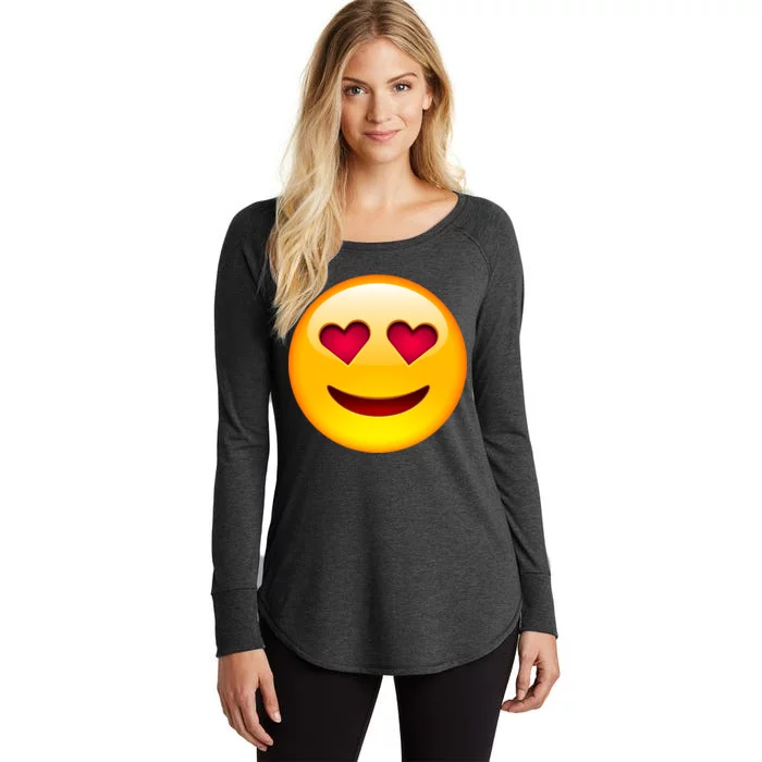 Emoticon Love Emoji Smiley with Heart Eyes Women's Perfect Tri Tunic Long Sleeve Shirt