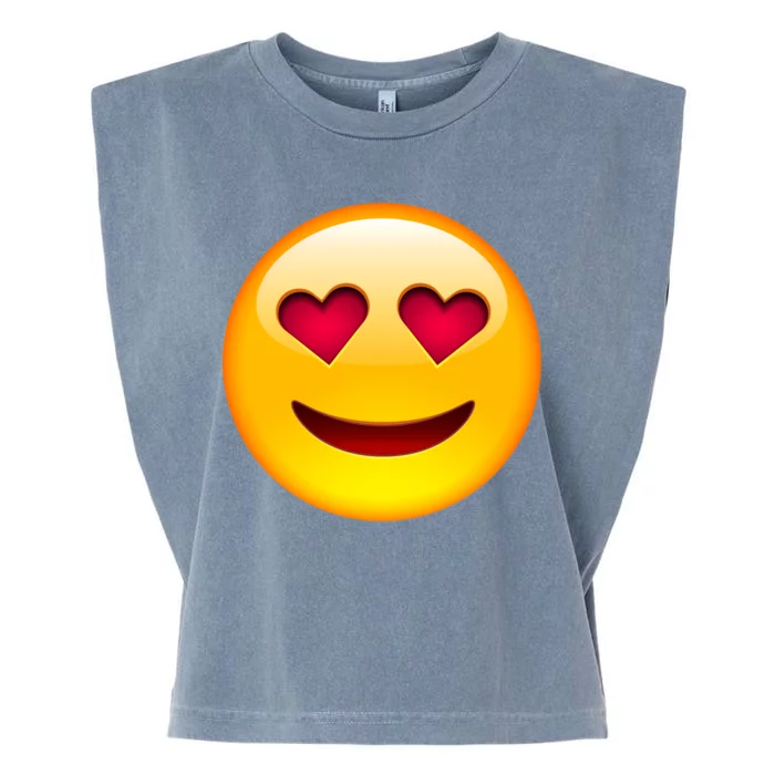 Emoticon Love Emoji Smiley with Heart Eyes Garment-Dyed Women's Muscle Tee