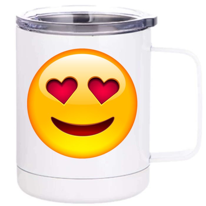 Emoticon Love Emoji Smiley with Heart Eyes Front & Back 12oz Stainless Steel Tumbler Cup