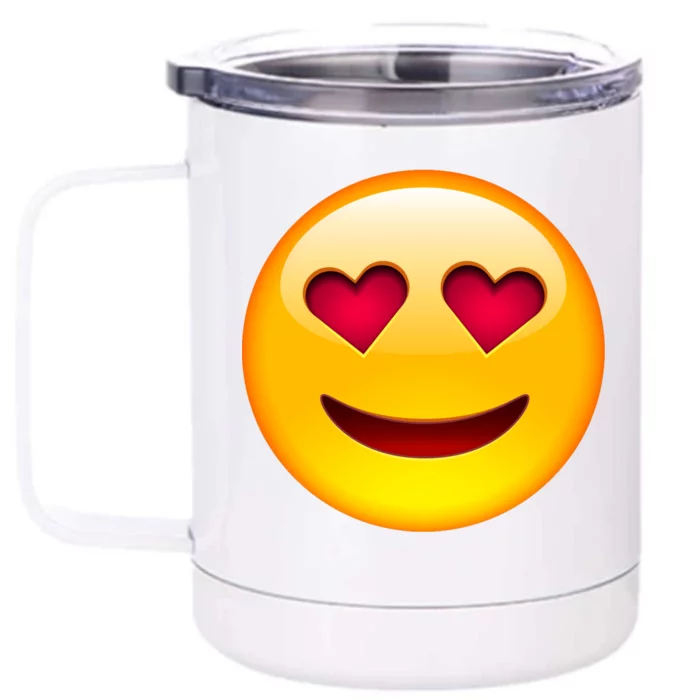 Emoticon Love Emoji Smiley with Heart Eyes Front & Back 12oz Stainless Steel Tumbler Cup