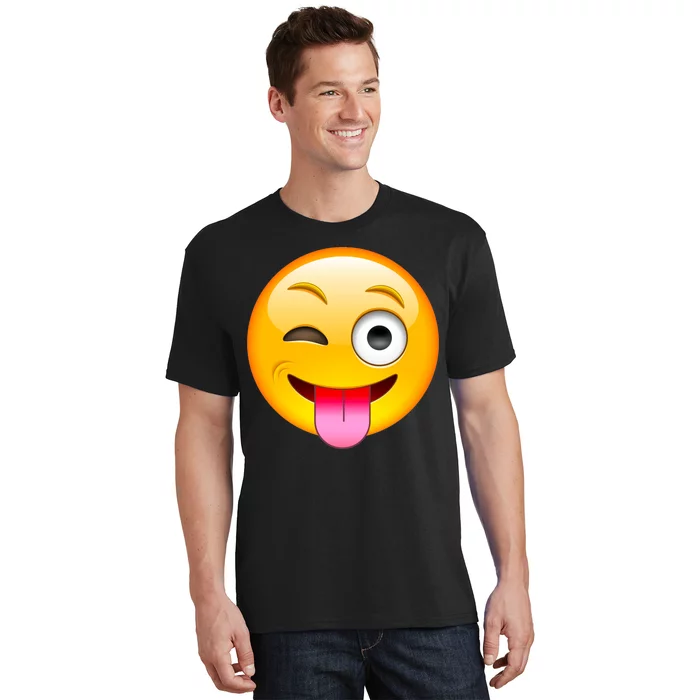 Expression Tees Emoticon Tongue Hanging Out Smile Face Youth T-Shirt - Yellow Kids X-Small