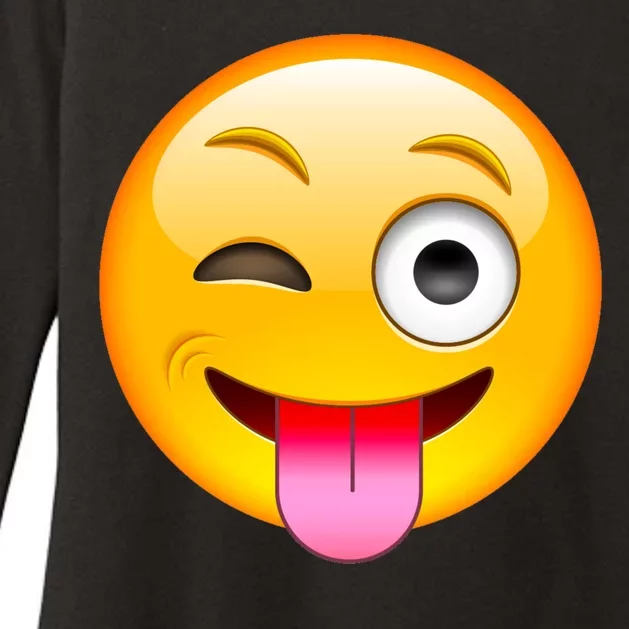 Emoticon Tongue Out Emoji with Winking Eye Smiley Womens CVC Long Sleeve Shirt