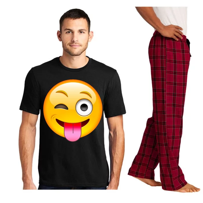 Emoticon Tongue Out Emoji with Winking Eye Smiley Pajama Set