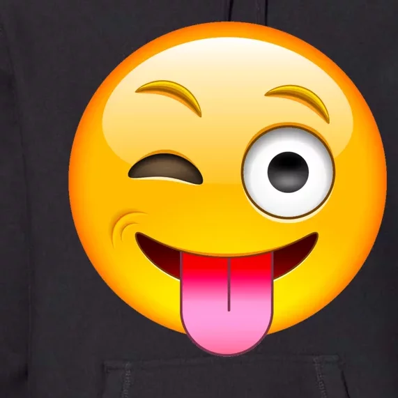 Emoticon Tongue Out Emoji with Winking Eye Smiley Premium Hoodie