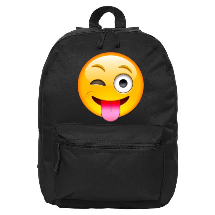 Emoticon Tongue Out Emoji with Winking Eye Smiley 16 in Basic Backpack