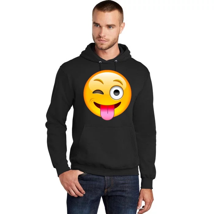 Emoticon Tongue Out Emoji with Winking Eye Smiley Tall Hoodie