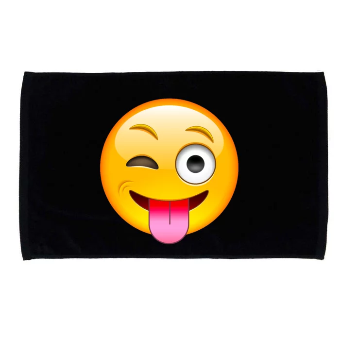 Emoticon Tongue Out Emoji with Winking Eye Smiley Microfiber Hand Towel