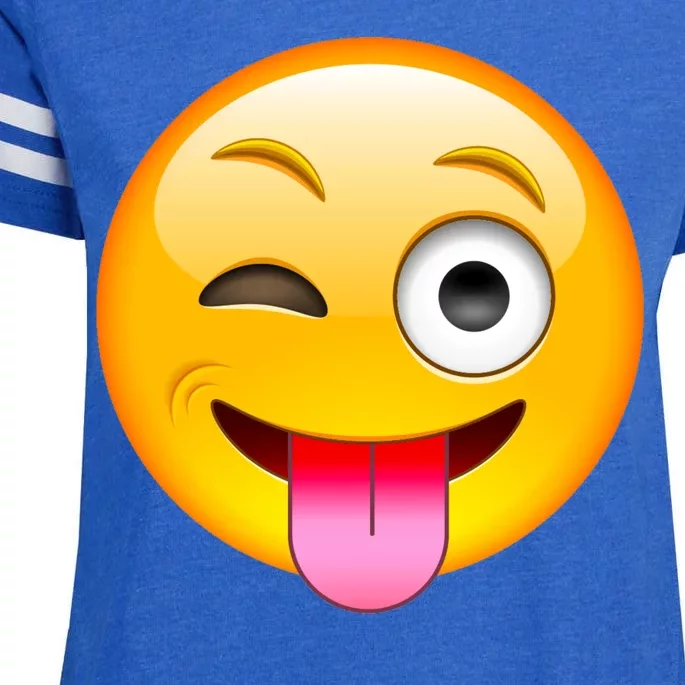 Emoticon Tongue Out Emoji with Winking Eye Smiley Enza Ladies Jersey Football T-Shirt