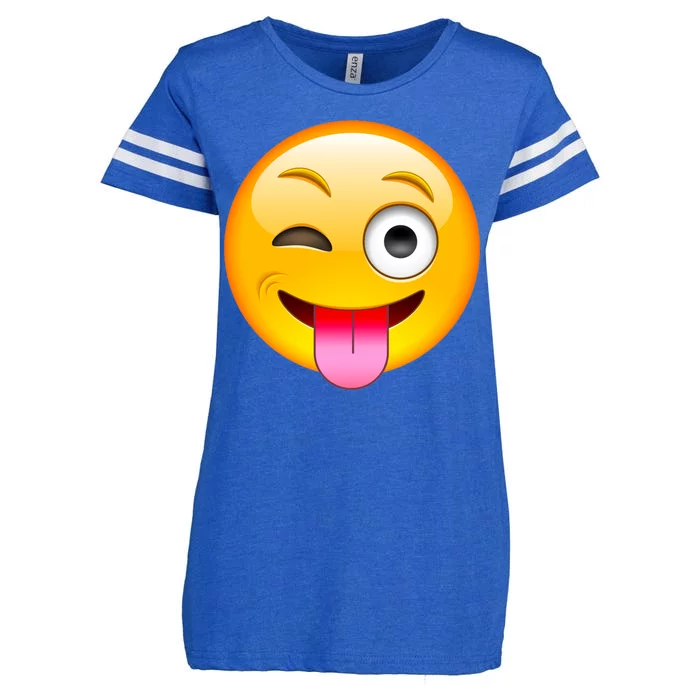 Emoticon Tongue Out Emoji with Winking Eye Smiley Enza Ladies Jersey Football T-Shirt