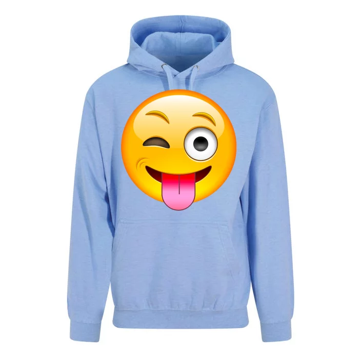 Emoticon Tongue Out Emoji with Winking Eye Smiley Unisex Surf Hoodie