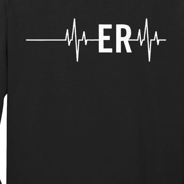 Emergency Medicine Physician Nurse Gift ER Heartbeat Long Sleeve Shirt