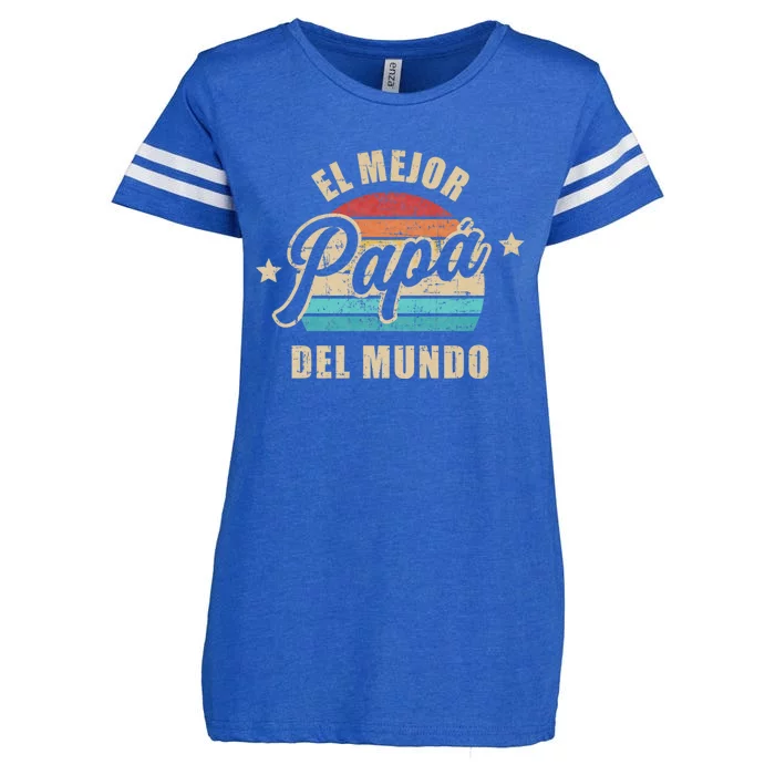 El Mejor Papá Del Mundo Para Dia Del Padre Vintage Retro Enza Ladies Jersey Football T-Shirt