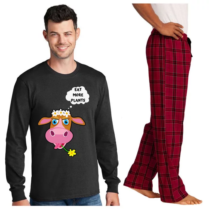 Eat More Plants Cow Flower Power Vegan Long Sleeve Pajama Set