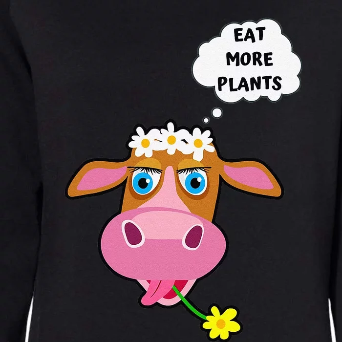 Eat More Plants Cow Flower Power Vegan Womens California Wash Sweatshirt