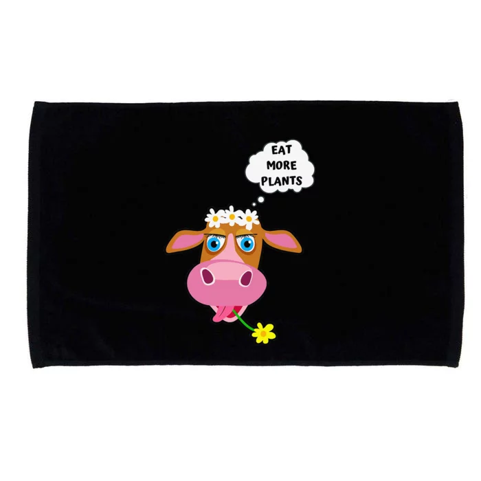 Eat More Plants Cow Flower Power Vegan Microfiber Hand Towel