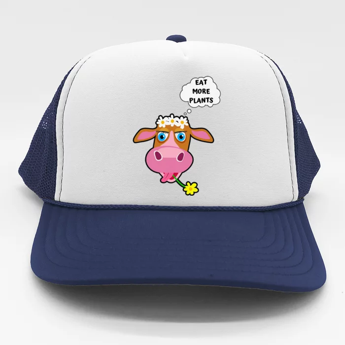 Eat More Plants Cow Flower Power Vegan Trucker Hat