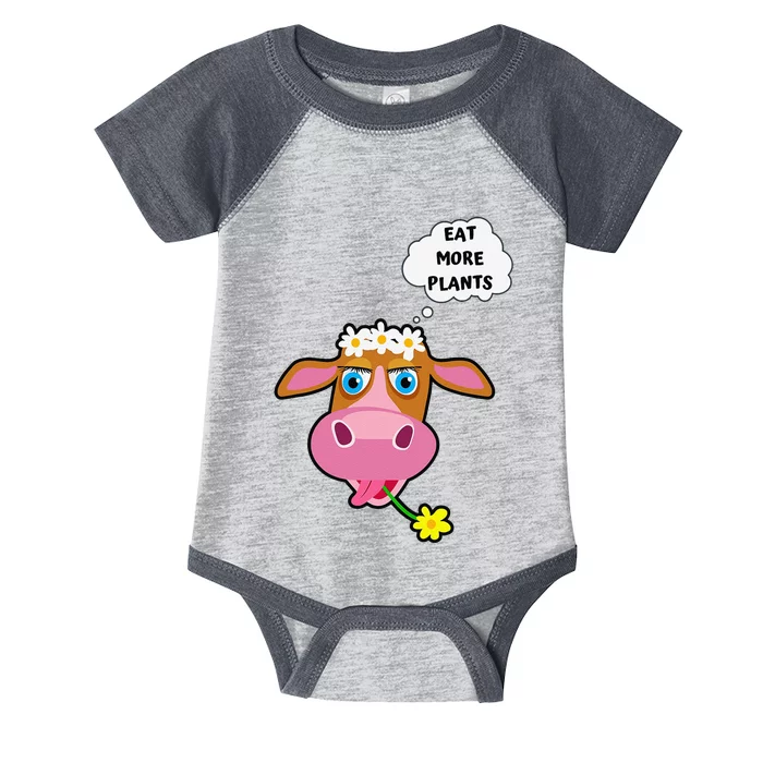 Eat More Plants Cow Flower Power Vegan Infant Baby Jersey Bodysuit