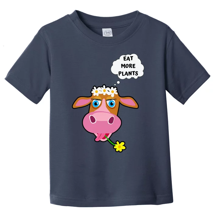 Eat More Plants Cow Flower Power Vegan Toddler T-Shirt