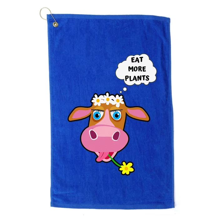 Eat More Plants Cow Flower Power Vegan Platinum Collection Golf Towel