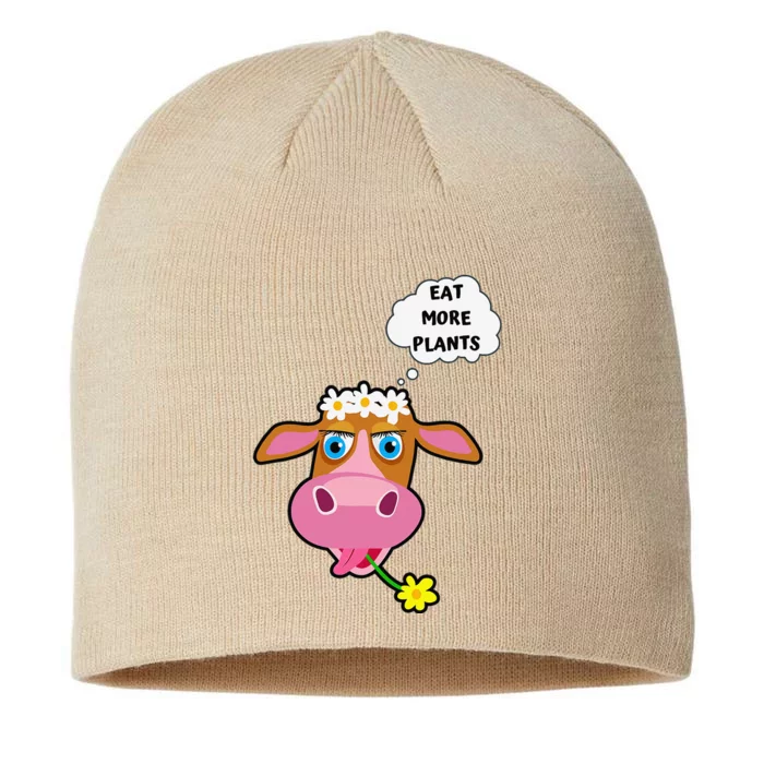 Eat More Plants Cow Flower Power Vegan 8 1/2in Sustainable Knit Beanie