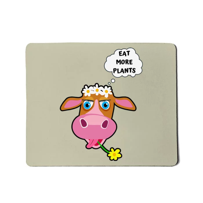 Eat More Plants Cow Flower Power Vegan Mousepad