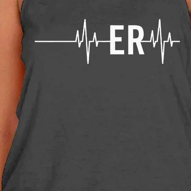 Emergency Medicine Physician Nurse Gift ER Heartbeat Women's Knotted Racerback Tank