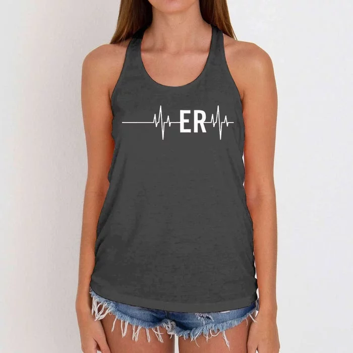 Emergency Medicine Physician Nurse Gift ER Heartbeat Women's Knotted Racerback Tank