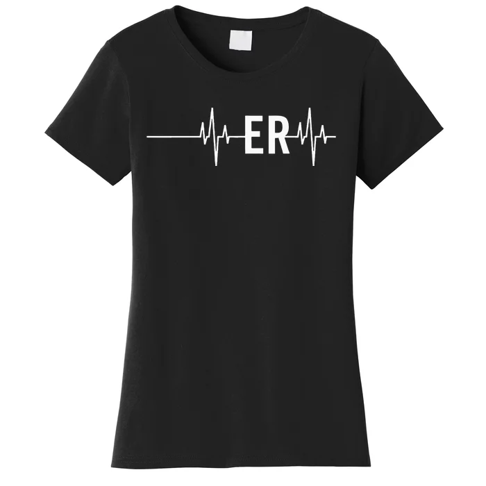 Emergency Medicine Physician Nurse Gift ER Heartbeat Women's T-Shirt