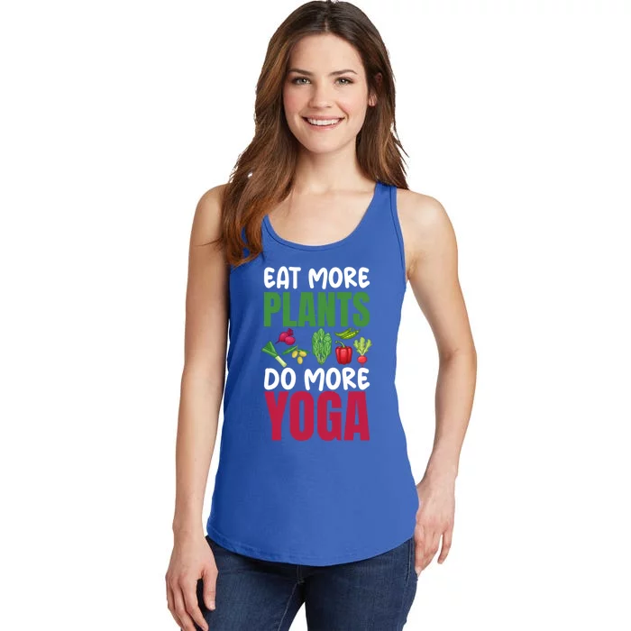 Eat More Plants Do More Yoga Humor Joke Tee For Vegetarians Great Gift Ladies Essential Tank