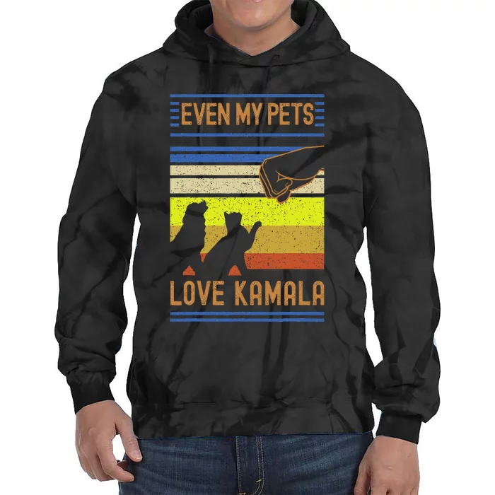 Even My Pets Love Kamala Harris 2024 Dog And Cat Owner Tie Dye Hoodie