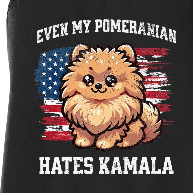 Even My Pomeranian Hates Kamala Funny Election Republican Women's Racerback Tank