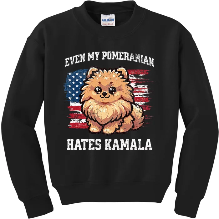 Even My Pomeranian Hates Kamala Funny Election Republican Kids Sweatshirt