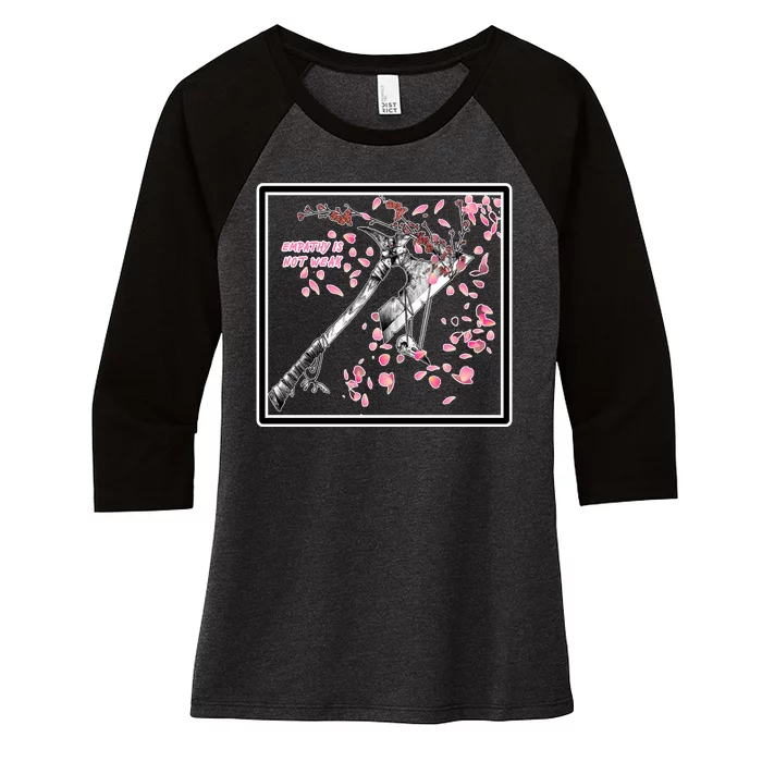 Empathy Is Not Weak Animae e Axe Floral Women's Tri-Blend 3/4-Sleeve Raglan Shirt