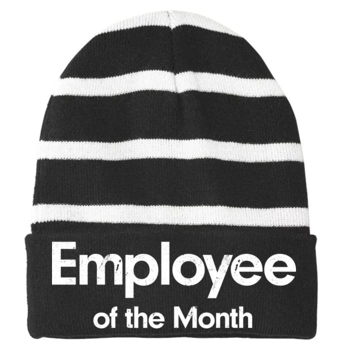 Employee of the Month Striped Beanie with Solid Band