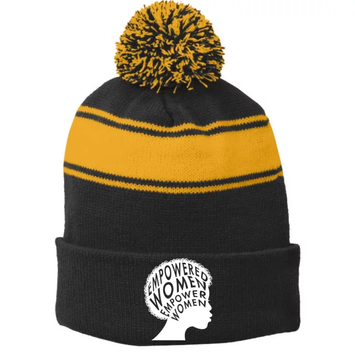 Empowered Women Stripe Pom Pom Beanie