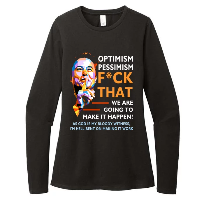 Elon Musk Quote Optimism Pessimism Womens CVC Long Sleeve Shirt