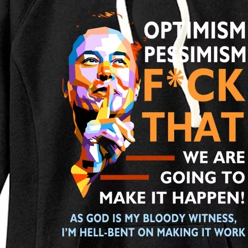 Elon Musk Quote Optimism Pessimism Women's Fleece Hoodie